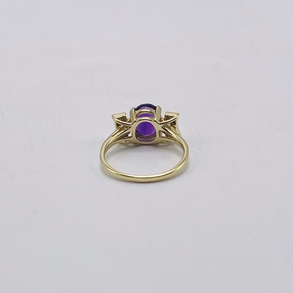 EUC 14k Yellow Gold Amethyst & Diamond Cocktail Ring - Picture 13 of 16